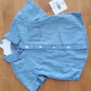 Baby Toddler Boys Girls CHAMBRAY Short Sleeve Shirt Size 12 18 24 mo 2T 4T NWT